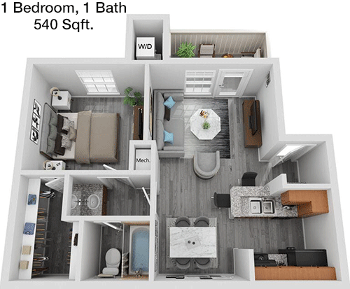 540 sq ft floorplan layout