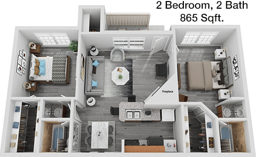 865 sq ft floorplan layout
