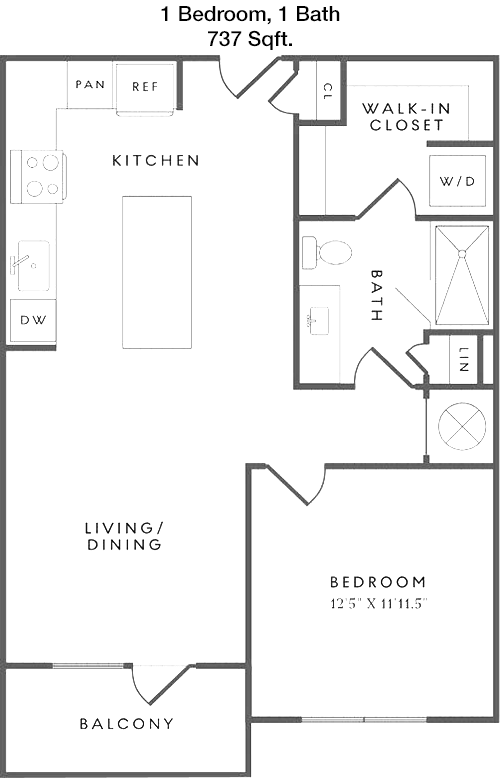 737 sq ft floorplan layout