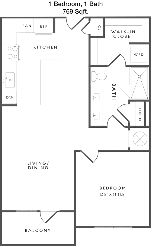 769 sq ft floorplan layout