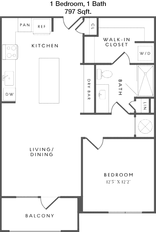 797 sq ft floorplan layout