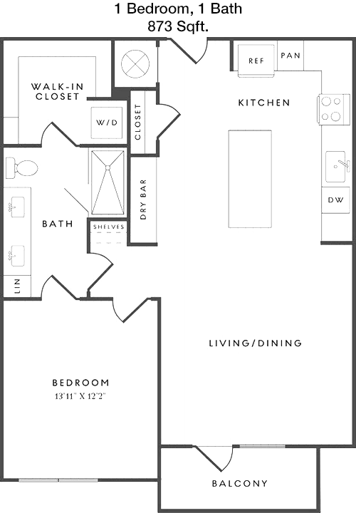 873 sq ft floorplan layout
