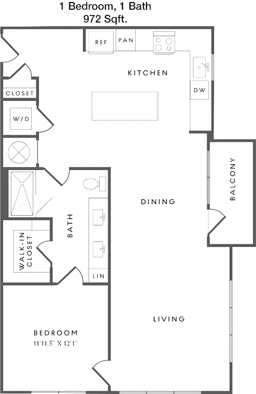 972 sq ft floorplan layout