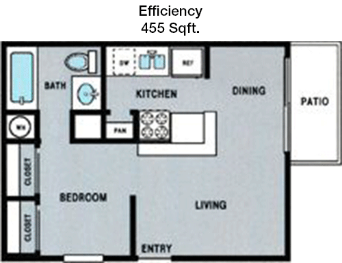 455 sq ft floorplan layout