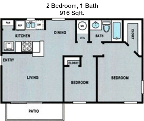 916 sq ft floorplan layout