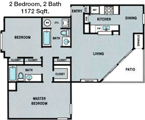 1,172 sq ft floorplan layout
