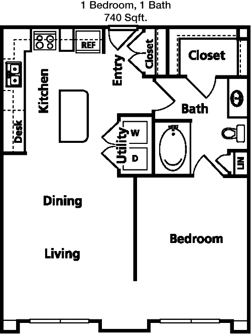 740 sq ft floorplan layout