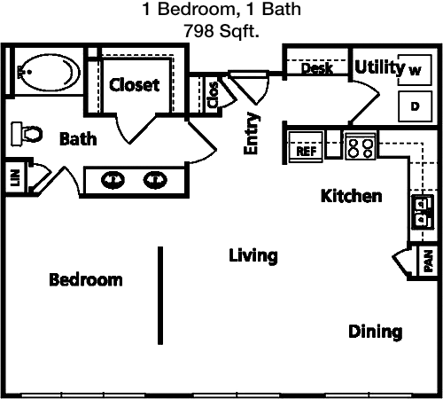 798 sq ft floorplan layout