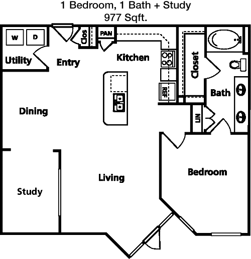 977 sq ft floorplan layout