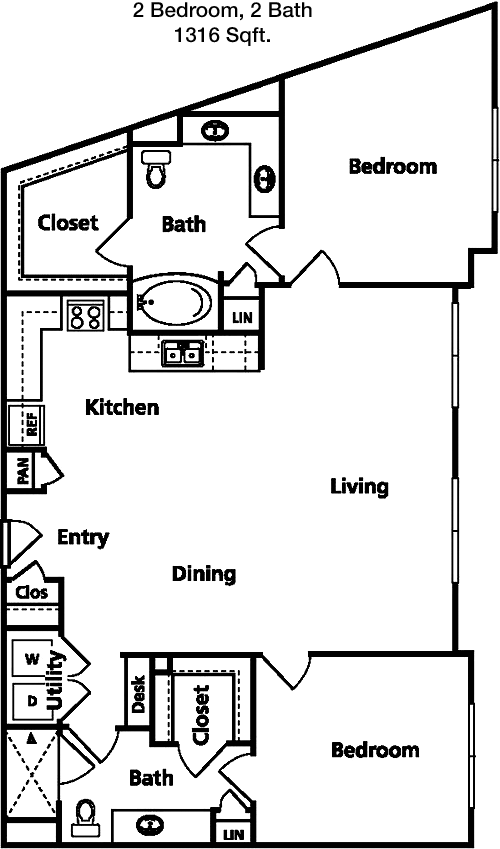 1,316 sq ft floorplan layout