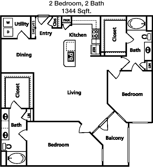 1,344 sq ft floorplan layout