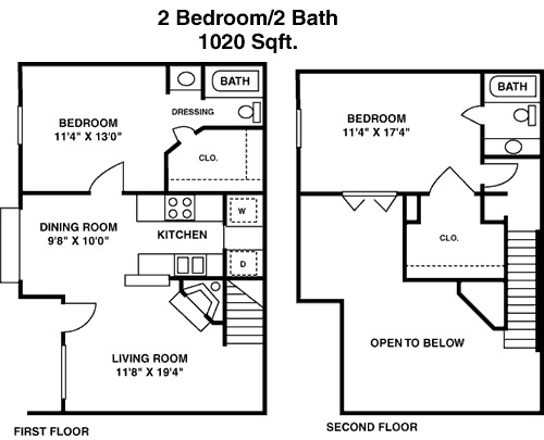 1,020 sq ft floorplan layout