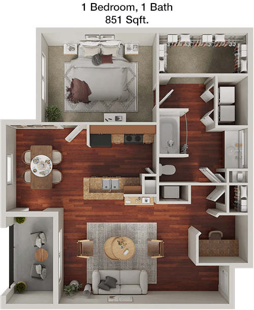 851 sq ft floorplan layout