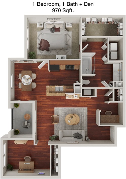 970 sq ft floorplan layout