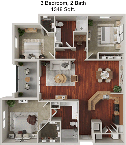 1,348 sq ft floorplan layout