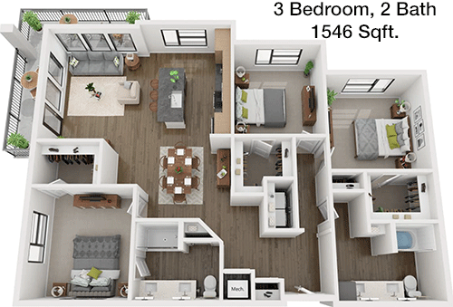 1,546 sq ft floorplan layout