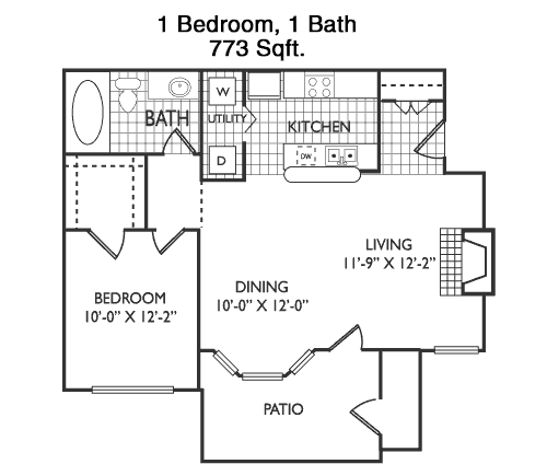 773 sq ft floorplan layout