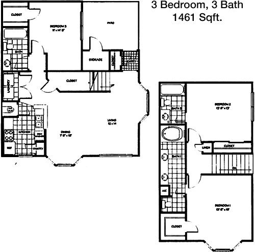 1,461 sq ft floorplan layout