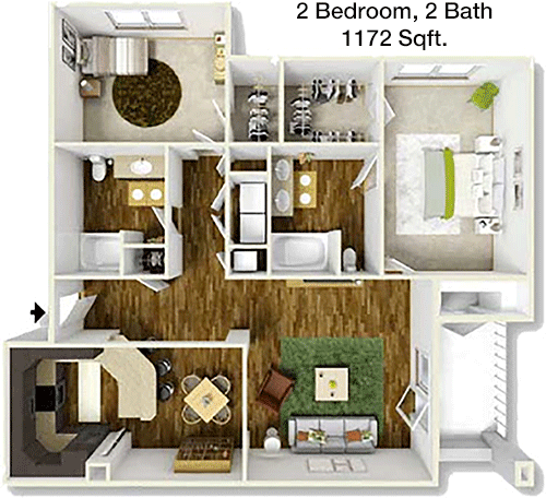 1,172 sq ft floorplan layout