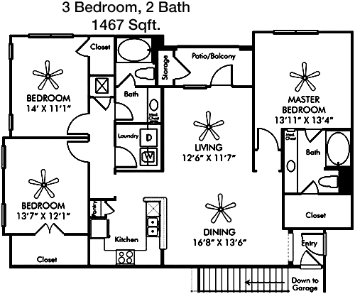 1,467 sq ft floorplan layout