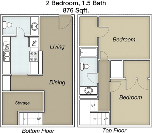 876 sq ft floorplan layout