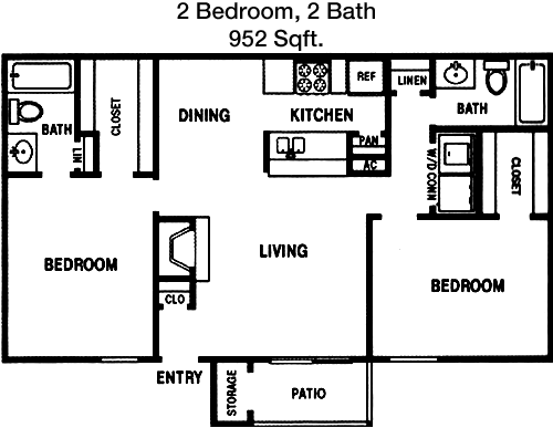 952 sq ft floorplan layout