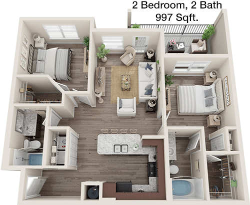 997 sq ft floorplan layout
