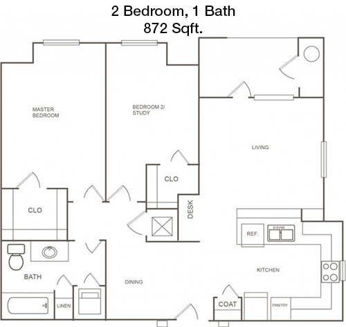 872 sq ft floorplan layout