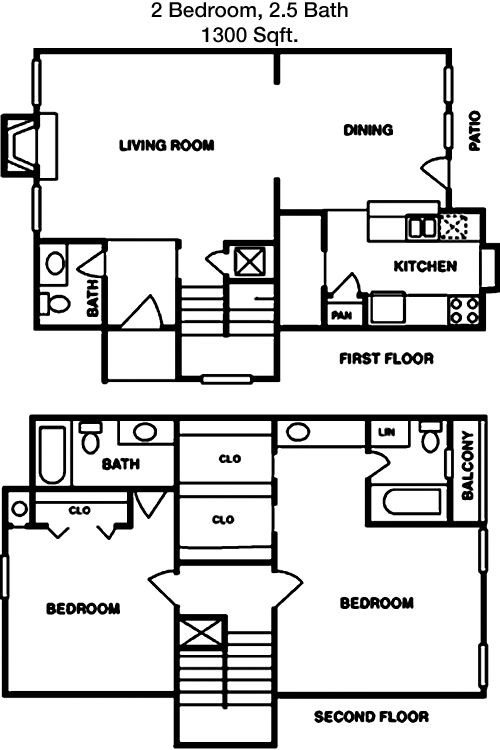 1,300 sq ft floorplan layout
