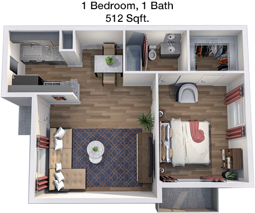 512 sq ft floorplan layout