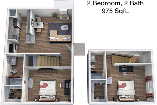 975 sq ft floorplan layout