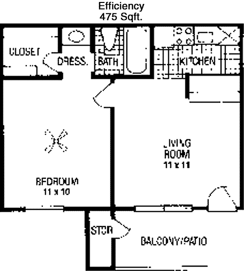 475 sq ft floorplan layout