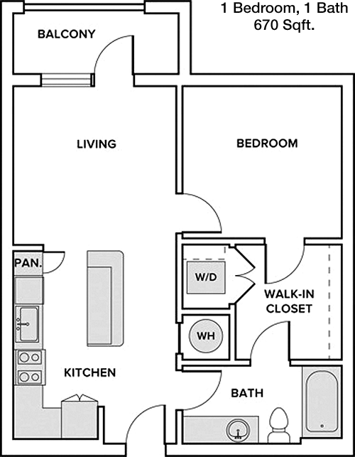 670 sq ft floorplan layout
