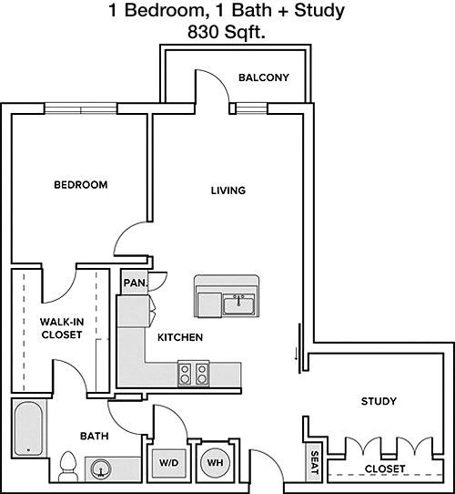 830 sq ft floorplan layout