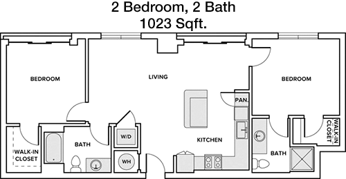 1,023 sq ft floorplan layout
