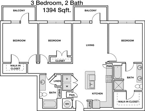 1,394 sq ft floorplan layout