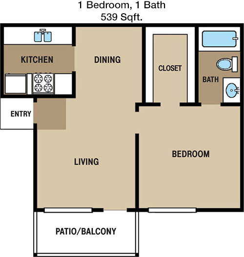 539 sq ft floorplan layout