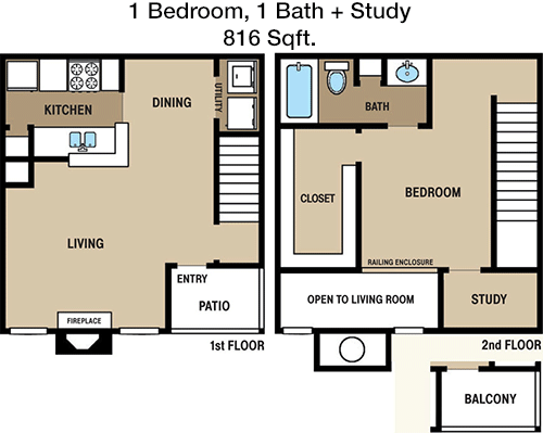 816 sq ft floorplan layout