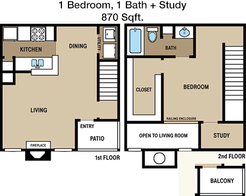 870 sq ft floorplan layout