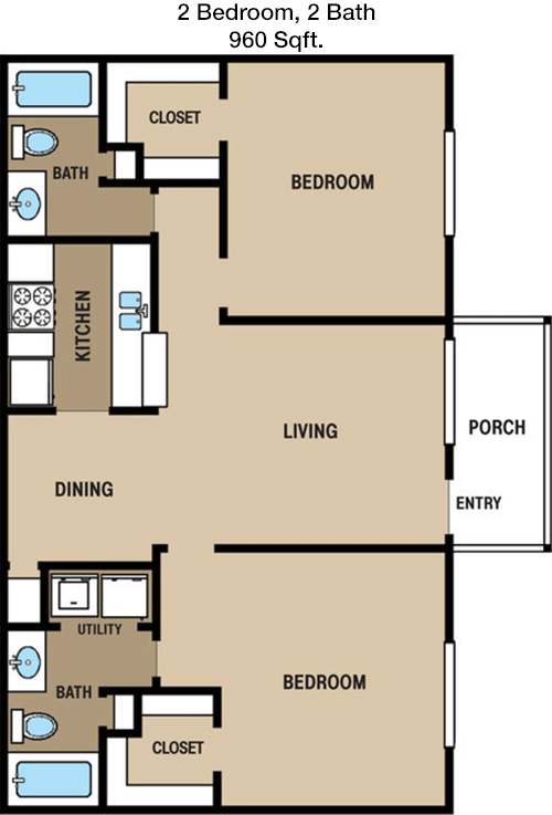 960 sq ft floorplan layout