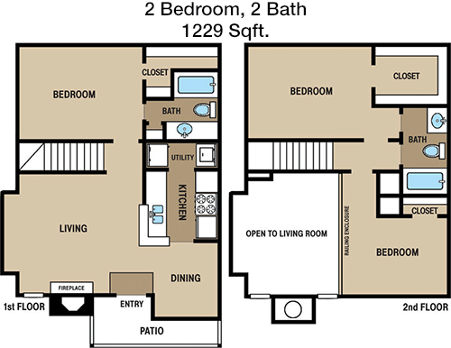 1,229 sq ft floorplan layout