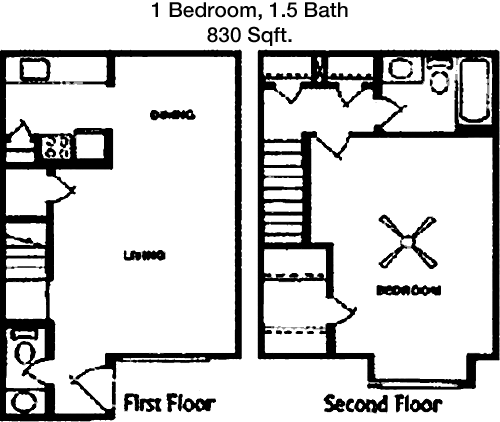 830 sq ft floorplan layout