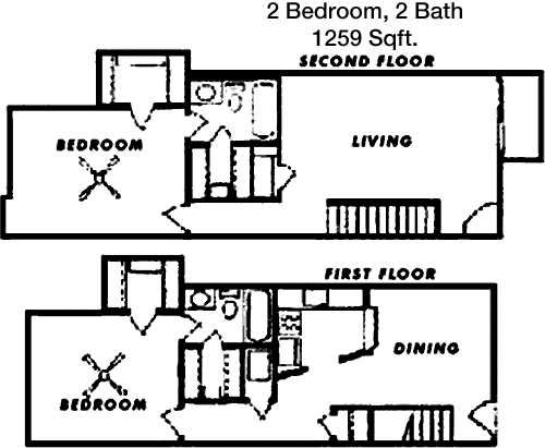 1,259 sq ft floorplan layout
