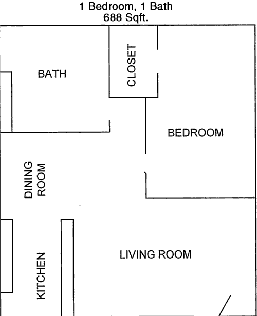 688 sq ft floorplan layout