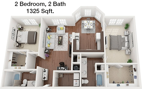 1,325 sq ft floorplan layout