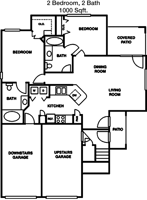 1,000 sq ft floorplan layout