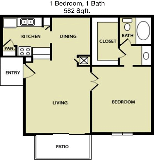 582 sq ft floorplan layout