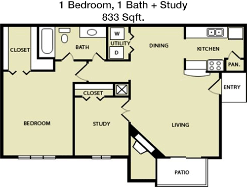 833 sq ft floorplan layout