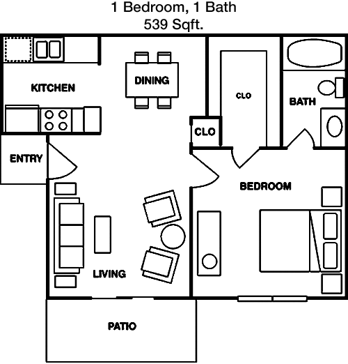 539 sq ft floorplan layout