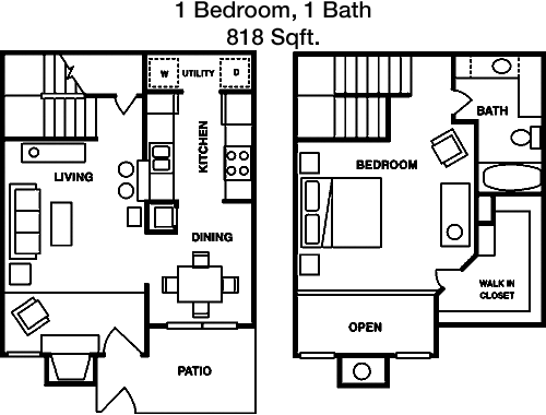818 sq ft floorplan layout